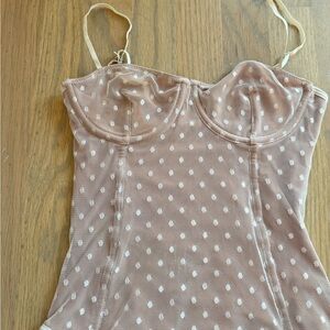 Polka Dot Mesh Corset Top